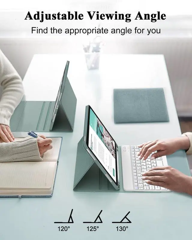 Alt view image 3 of 5 - for iPad 11th/10th Generation Case with Keyboard A16 11-inch 2025, Rechargeable Detachable Wireless Bluetooth Keyboard for iPad 10th 10.9" 2022, Smart Folio Slim Cover with Pencil Holder Thin & Light