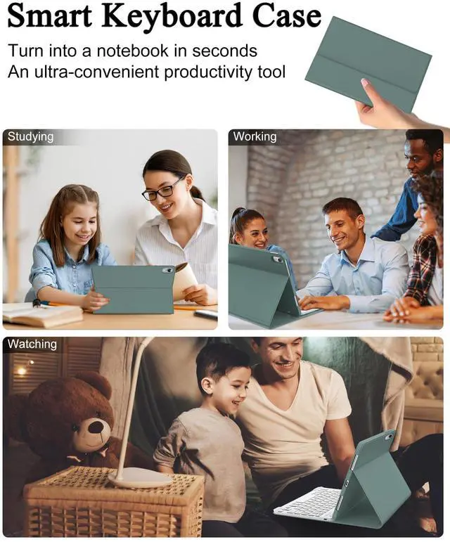 Alt view image 5 of 5 - for iPad 11th/10th Generation Case with Keyboard A16 11-inch 2025, Rechargeable Detachable Wireless Bluetooth Keyboard for iPad 10th 10.9" 2022, Smart Folio Slim Cover with Pencil Holder Thin & Light