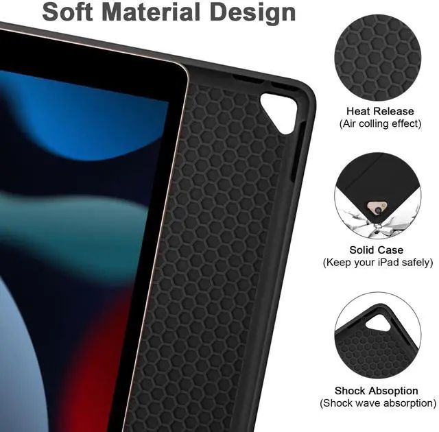 Alt view image 4 of 5 - Compatible for iPad 9th 8th 7th Generation Keyboard Case 10.2inch for iPad Air 3 Case with Keyboard, Bluetooth Keyboard for iPad Pro 10.5 3rd Gen, Slim Leather Cover for iPad 2021/2020/2019 Black