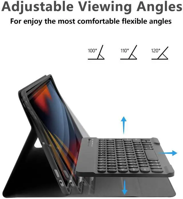 Alt view image 5 of 5 - Compatible for iPad 9th 8th 7th Generation Keyboard Case 10.2inch for iPad Air 3 Case with Keyboard, Bluetooth Keyboard for iPad Pro 10.5 3rd Gen, Slim Leather Cover for iPad 2021/2020/2019 Black