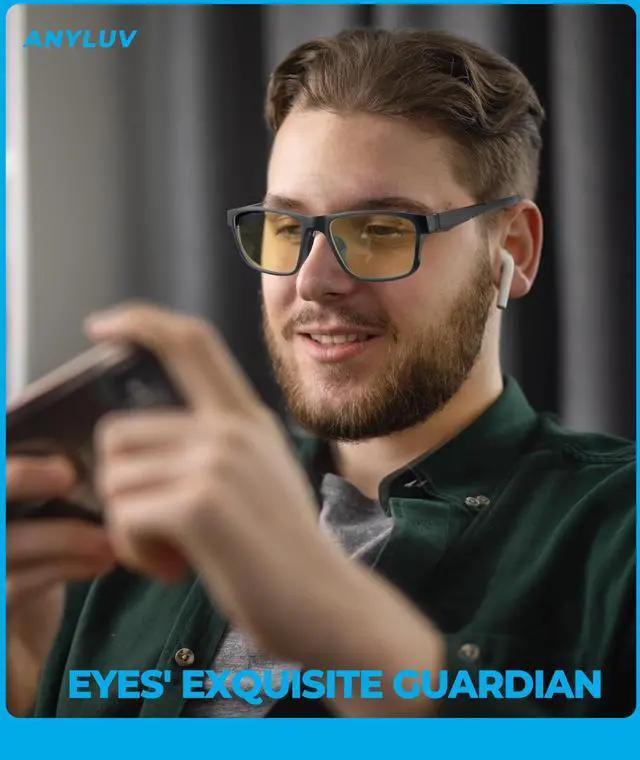 Alt view image 2 of 5 - ANYLUV Mens Blue Light Blocking Gaming Glasses Anti Eyestrain Lightweight Blocker Filter Eyeglasses for Men with UV Protection