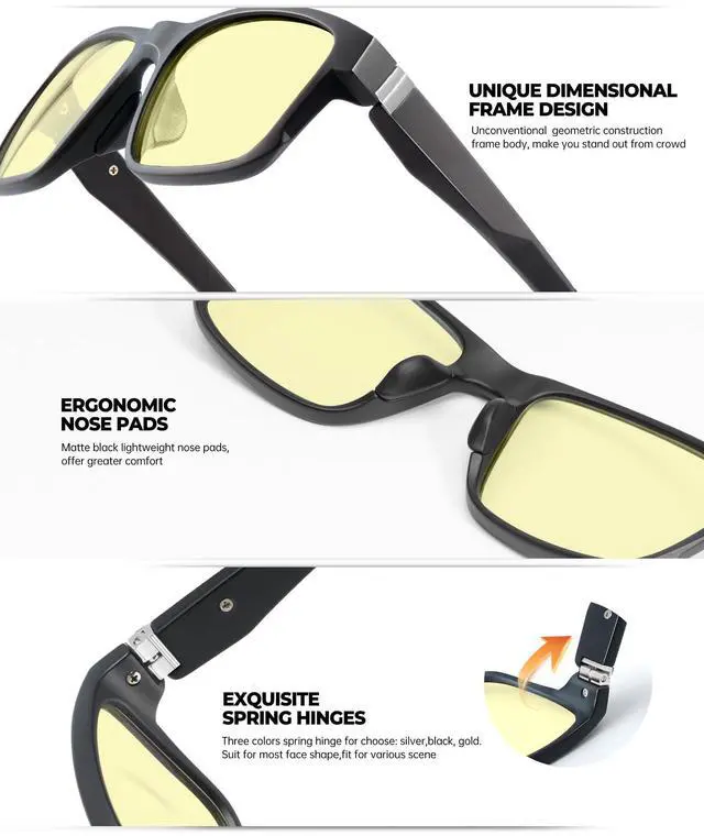 Alt view image 3 of 5 - ANYLUV Mens Blue Light Blocking Gaming Glasses Anti Eyestrain Lightweight Blocker Filter Eyeglasses for Men with UV Protection