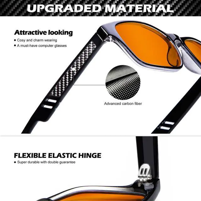 Alt view image 3 of 5 - ANYLUV Gaming Glasses for Men Lightweight Anti Blue Light Blocking Glasses Eyes Protection with Carbon Fiber Decoration