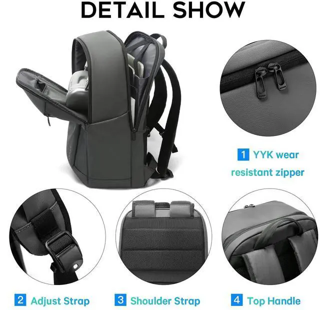 Alt view image 4 of 5 - BANGE Durable Business Smart Backpack for Men and Women,can Holds 15.6 Inches Laptop Backpack, Waterproof Commute Work Travel Backpack, Flight Carry-On (Gray)