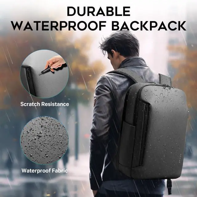 Alt view image 5 of 5 - BANGE Durable Business Smart Backpack for Men and Women,can Holds 15.6 Inches Laptop Backpack, Waterproof Commute Work Travel Backpack, Flight Carry-On (Gray)