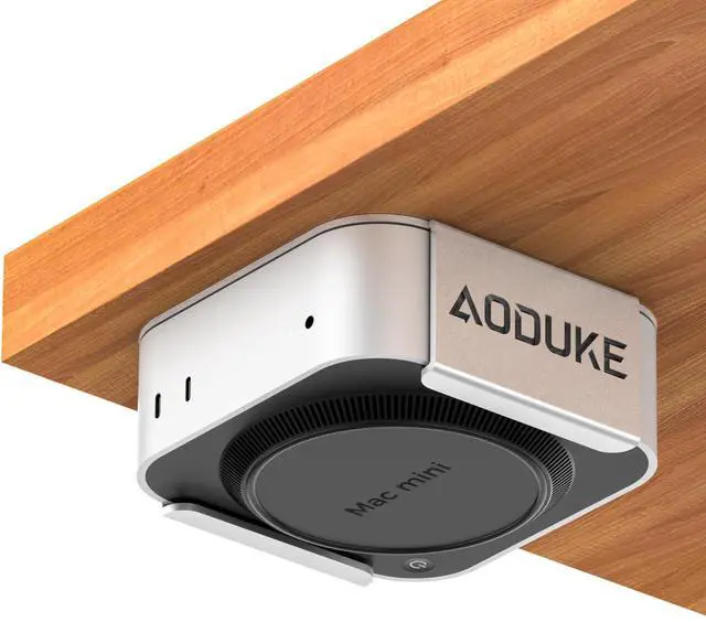 Main image of AODUKE Aluminum Alloy Mac Mini M4 Under Table Bracket, 2024 Mac Mini M4 Pro Wall Mount Stand, Hanging Rack Compatible with VESA Hole Monitor Mount or Plaster Wall, Dock Accessories-AJM4-BS