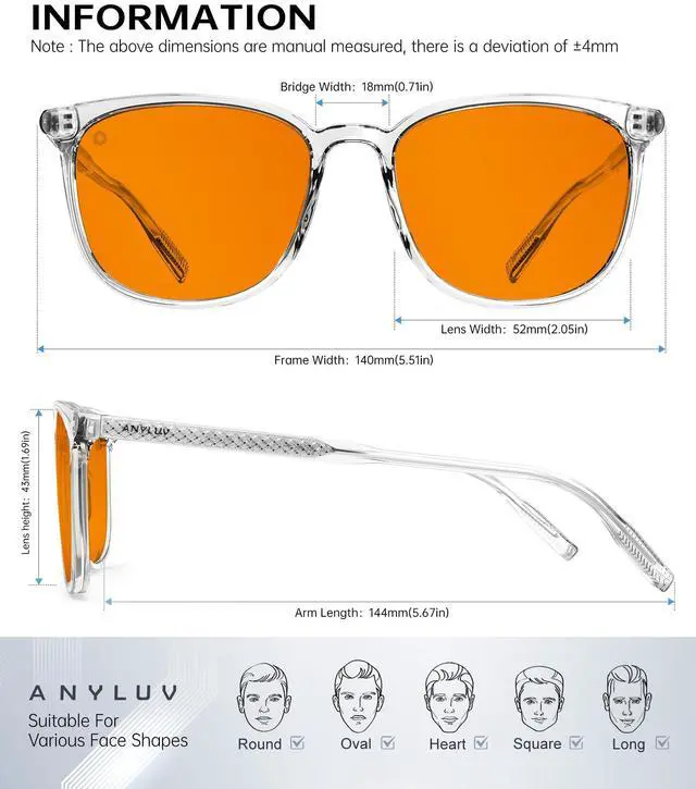 Alt view image 4 of 5 - ANYLUV Blue Light Glasses for Woman Men, Womens Blue Light Blocking Glasses Computer Glasses Anti Eyestrain & UV400