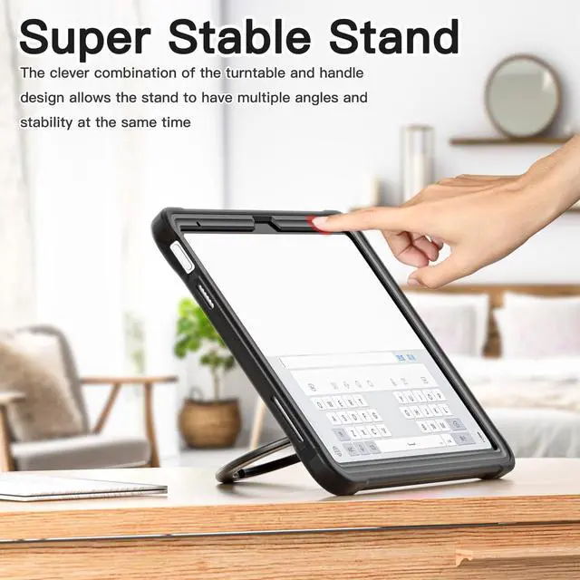 Alt view image 3 of 5 - BATYUE Case for iPad (A16) 11th/10th Generation 10.9'' 2025/2022, Rugged Protective Shockproof Cover for Kids with 360deg Rotating Stand, Pencil Holder, Carrying Strap, Black