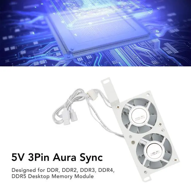 Alt view image 3 of 5 - Beufee Memory Cooling Fan, Double 6025pwm 1000 to 3000rpm 5v 3pin Pwm CPU Air Cooler Memory Radiators for DDR Ddr2 Ddr3 Ddr4 Ddr5(White)