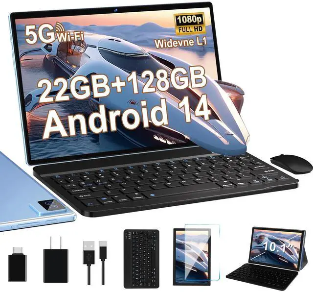 Main image of 2025 ACOWEI 10 Inch Tablet Android 14 Tablets 22GB+128GB+1TB TF, Octa-Core Tablet with Keyboard, Mouse, HD IPS Touchscreen, 8000mAh, 5G WiFi, BT 5.0, GPS, Widevine L1, Split Screen (Blue)