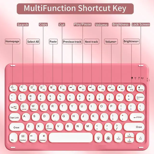 Alt view image 4 of 5 - aoub Keyboard Case for iPad 11th Generation 11 Inch 2025 (A16), 10th Generation 2022 10.9 Inch with Pencil Holder - 7 Colors Backlit Wireless Detachable Folio Keyboard - Pink