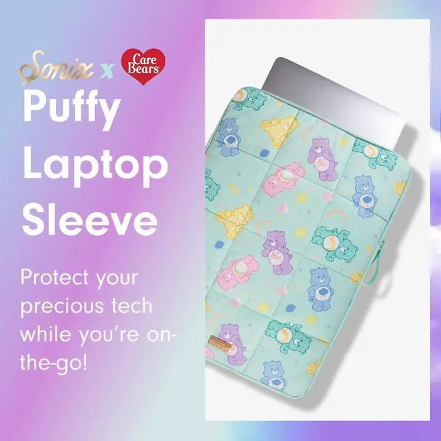 Alt view image 4 of 5 - Sonix | Puffy Laptop Sleeve | 15-16 Inch, Quilted Pillow Puffer Laptop Carrying Case, Computer Sleeve | Care Bears Pastel