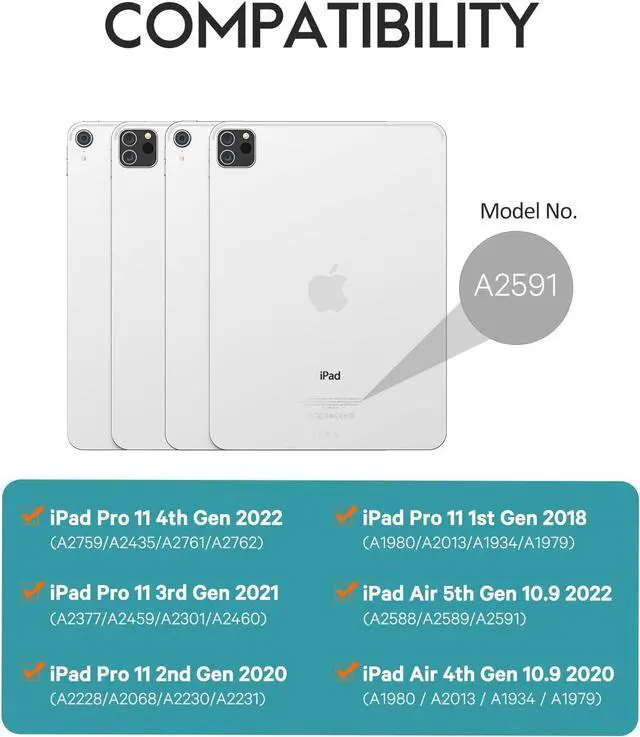 Alt view image 2 of 5 - APHBZGE Keyboard Case for iPad Pro 11'' (4th/3rd/2nd/1st Gen), iPad Air (5th/4th Gen) - Detachable Bluetooth Keyboard with Pencil Holder, Blue