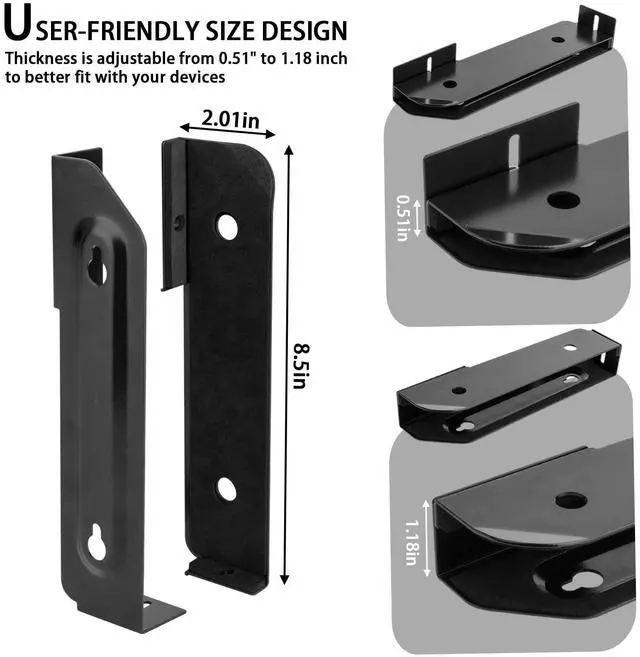 Alt view image 4 of 5 - CaSZLUTION Wall Mount and Under Desk Mount Laptop Holder, Universal Laptop Storage Bracket for Devices Up to 1.18" Thick Macbooks, Surface, Keyboards, Tablets & More (Metal Black)