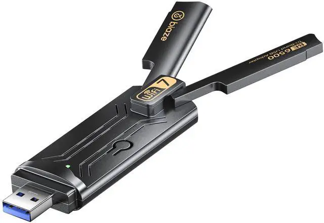 Main image of Biaze WiFi 7 Wireless Network Card, Plug and Play Without Removing Host, USB 3.0, Total Speed 6500Mbps, Tri-Band Wireless, Driver Included, Windows 10/11 Compatible.