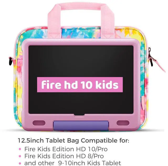 Alt view image 3 of 5 - Choco Mocha Kids Tablet Sleeve Bag for Girls, 12.5 Inch Tablet Carrying Case for Fire 7 8 10 HD 8 10, Kindle Kids Edition, iPad Bag for Kid, Tie Dye