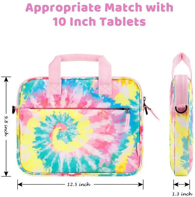 Alt view image 4 of 5 - Choco Mocha Kids Tablet Sleeve Bag for Girls, 12.5 Inch Tablet Carrying Case for Fire 7 8 10 HD 8 10, Kindle Kids Edition, iPad Bag for Kid, Tie Dye