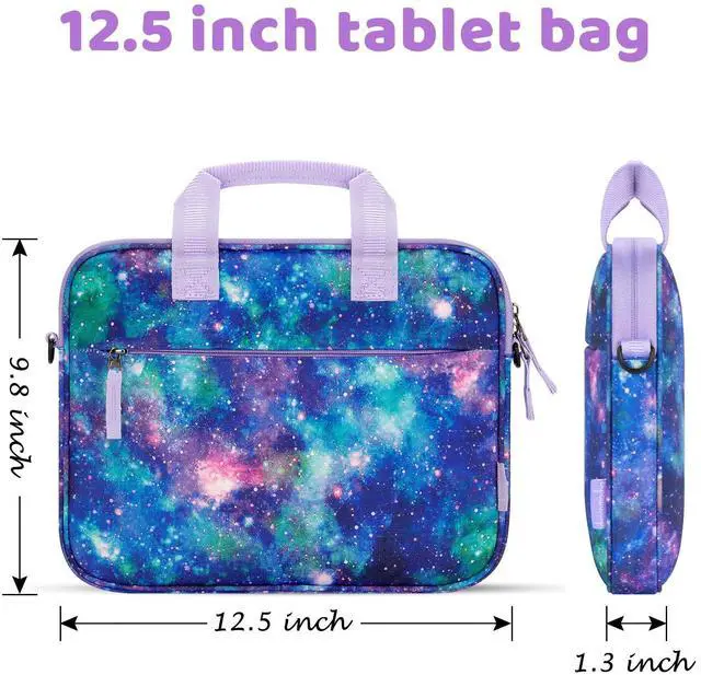 Alt view image 3 of 5 - Choco Mocha Kids Tablet Sleeve Bag for Girls, 12.5 Inch Tablet Carrying Case for Fire 7 8 10 HD 8 10, Chromebook, Kindle Kids Edition, iPad Bag for Kid, Galaxy Purple
