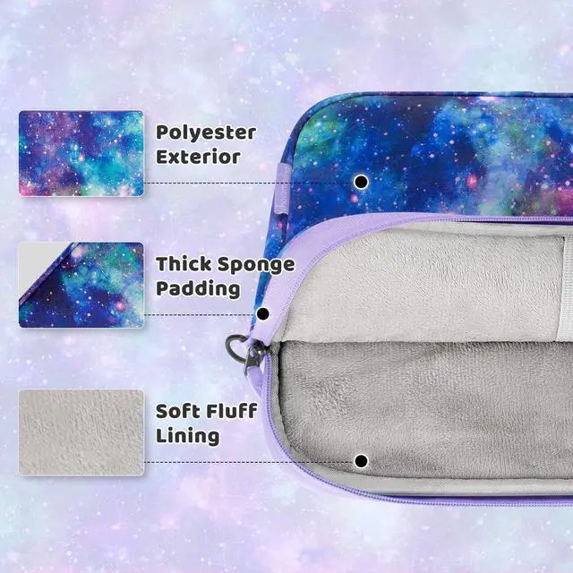 Alt view image 5 of 5 - Choco Mocha Kids Tablet Sleeve Bag for Girls, 12.5 Inch Tablet Carrying Case for Fire 7 8 10 HD 8 10, Chromebook, Kindle Kids Edition, iPad Bag for Kid, Galaxy Purple