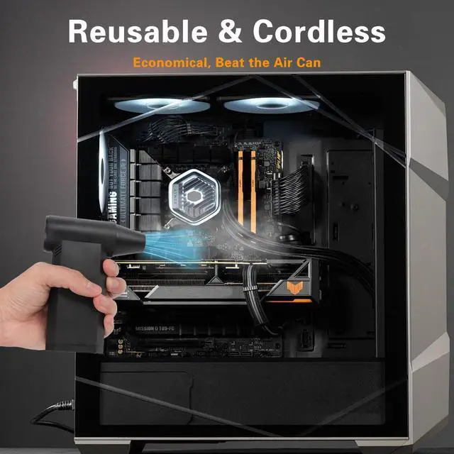 Alt view image 3 of 5 - Compressed Air Duster,200000RPM Electric Air Blower Jet Dry Blower with LED Display and Light,Rechargeable Air Duster for Cleaning Keyboard,3 Gear Adjustable Mini Air Broom Replace Compressed Air Can