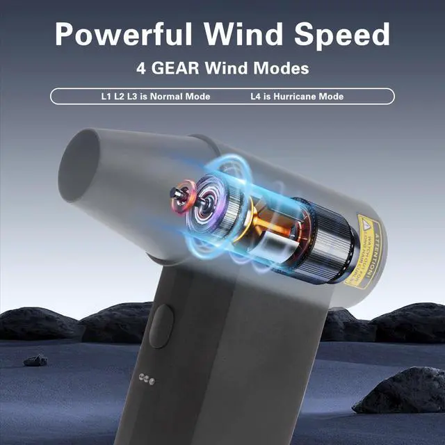 Alt view image 2 of 5 - Compressed Air Duster,200000RPM Electric Air Blower Jet Dry Blower with LED Display and Light,Rechargeable Air Duster for Cleaning Keyboard,3 Gear Adjustable Mini Air Broom Replace Compressed Air Can