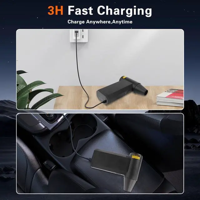 Alt view image 4 of 5 - Compressed Air Duster,200000RPM Electric Air Blower Jet Dry Blower with LED Display and Light,Rechargeable Air Duster for Cleaning Keyboard,3 Gear Adjustable Mini Air Broom Replace Compressed Air Can