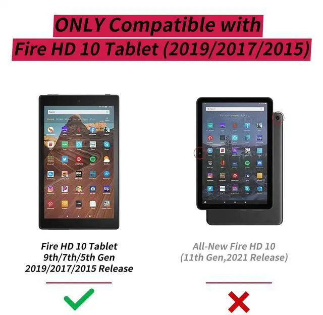 Alt view image 2 of 5 - BFSEROBJ Case for Kindle Fire HD 10 Tablet 10.1" 7th/9th Generation 2017/2019 Release Lightweight Smart Case PU Leather Adjustable Stand Protective Cover with Auto Wake/Sleep - Floral Flowers
