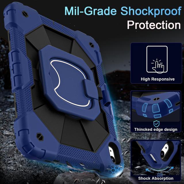 Alt view image 3 of 5 - Auizotl Case for iPad (A16) 11th Gen 11 Inch (2025) /iPad 10th Gen 10.9 Inch (2022) with Screen Protector/Rotating Stand/Pencil Holder,Military Grade Shockproof i Pad Case 10th Generation,Navy Black