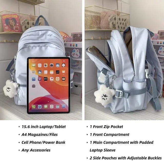 Alt view image 4 of 5 - BILIPOPX Kawaii Backpack with Cute Accessories Aesthetic 15.6 Inch Laptop Backpack Pendant (Purple)