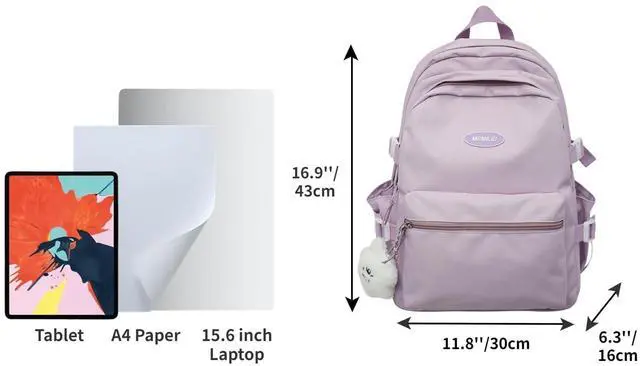 Alt view image 3 of 5 - BILIPOPX Kawaii Backpack with Cute Accessories Aesthetic 15.6 Inch Laptop Backpack Pendant (Purple)