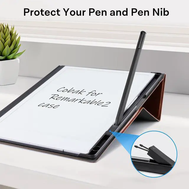 Alt view image 3 of 5 - CoBak Case for Remarkable 2 -with Pen Holder and Multi-Angle Foldable Stand Feature -A Remarkable 2 Case with Pen Holder for the Remarkable 2 Paper Tablet***DarkBrown