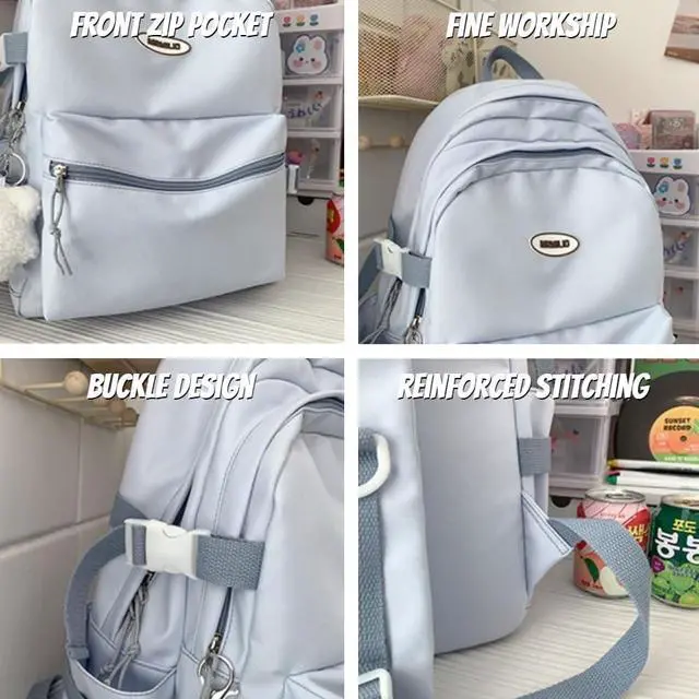 Alt view image 5 of 5 - BILIPOPX Kawaii Backpack with Cute Accessories Aesthetic 15.6 Inch Laptop Backpack Pendant (Black)