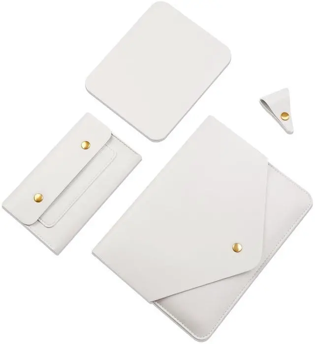 Main image of Benfan Tablet Sleeve Compatible with 12.9 iPad Pro Gen 6, Gen5,Gen4,Gen3,Surface Pro 9,Surface Pro X with Small Pouch, Mouse Pad and Cord Organizer, Color White