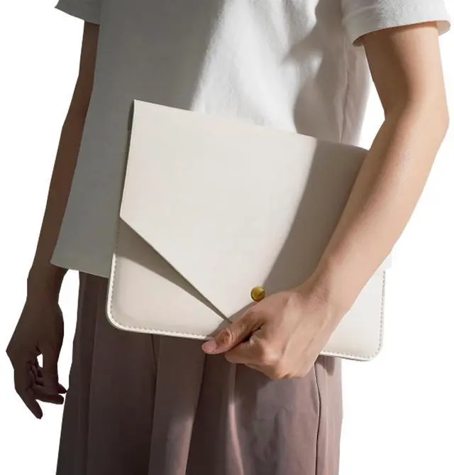 Alt view image 3 of 5 - Benfan Tablet Sleeve Compatible with 12.9 iPad Pro Gen 6, Gen5,Gen4,Gen3,Surface Pro 9,Surface Pro X with Small Pouch, Mouse Pad and Cord Organizer, Color White