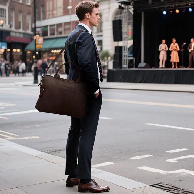 Alt view image 3 of 5 - Blofinche Genuine Leather laptop briefcase mens 15.6 inch Computer Messenger shouledr work Satchel bags Coffee