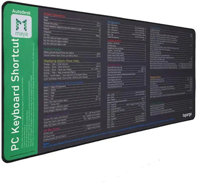 Main image of Shortcut Keys Mouse Pad for Maya,Maya Hotkeys Office Desk Mat,Work Desk Large XXL Keyboard Mousepad, Waterproof Non-Slip and Stitched Edge(31.5x13.8 inch)