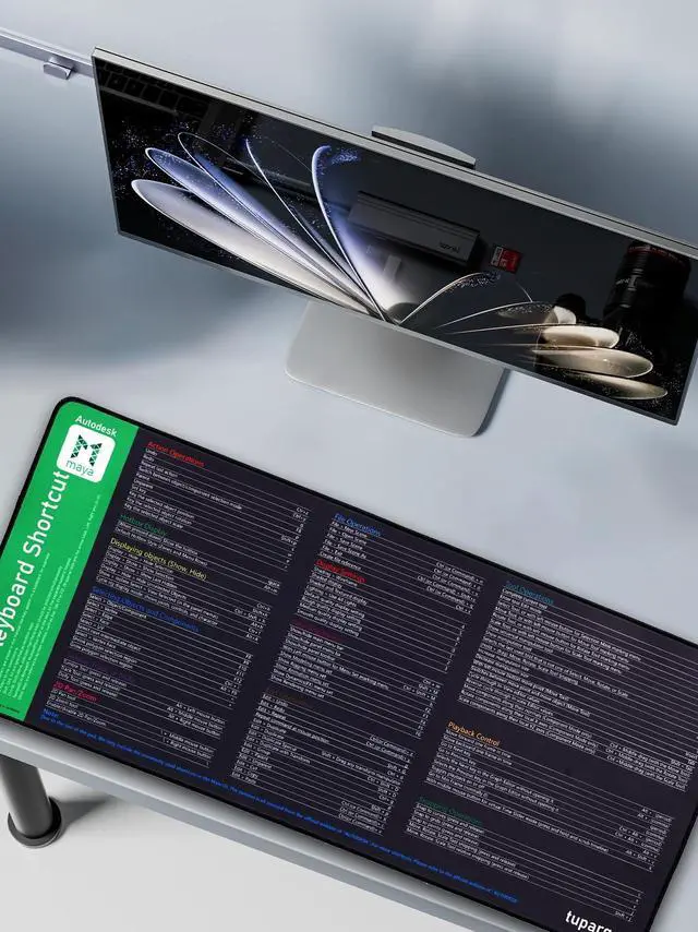 Alt view image 2 of 5 - Shortcut Keys Mouse Pad for Maya,Maya Hotkeys Office Desk Mat,Work Desk Large XXL Keyboard Mousepad, Waterproof Non-Slip and Stitched Edge(31.5x13.8 inch)