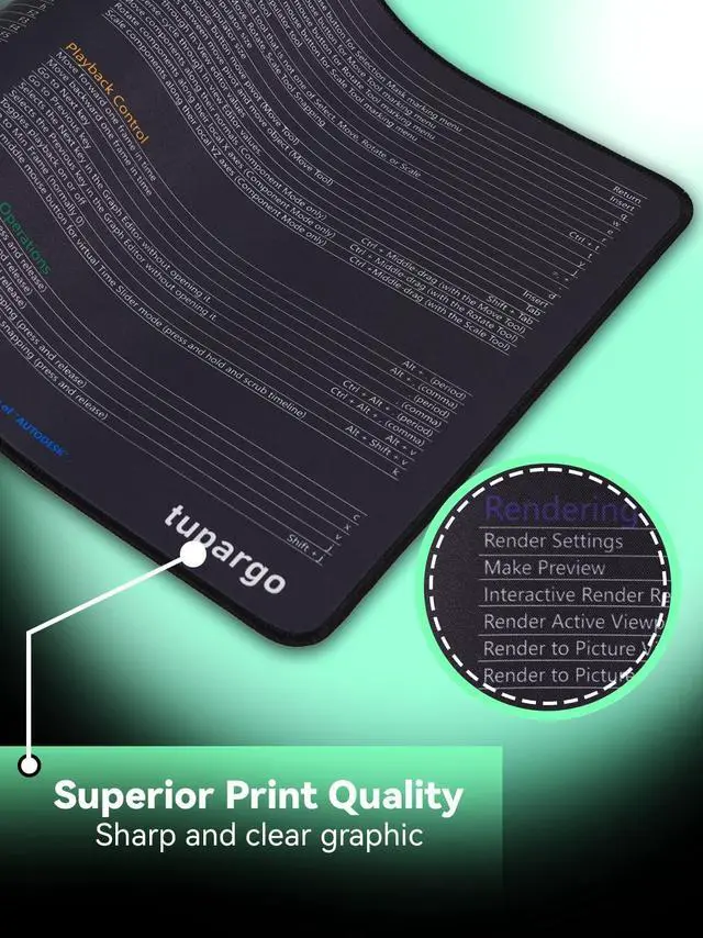 Alt view image 5 of 5 - Shortcut Keys Mouse Pad for Maya,Maya Hotkeys Office Desk Mat,Work Desk Large XXL Keyboard Mousepad, Waterproof Non-Slip and Stitched Edge(31.5x13.8 inch)