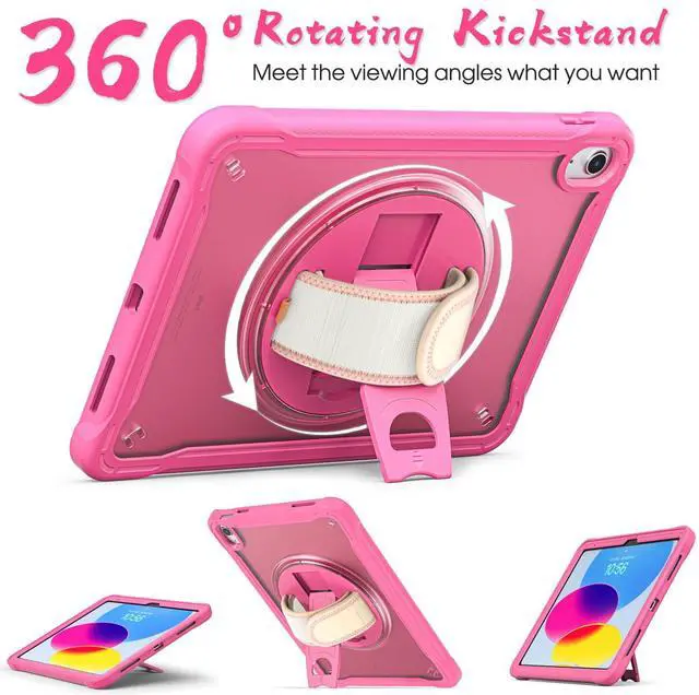 Alt view image 4 of 5 - BRAECNstock case for iPad (A16) 11th Generation 11 inch 2025 &10th Generation 10.9 inch 2022,Fully Rugged Protective Cover for Kids with Screen Protector,Pencil Holder,Rotating Stand,Hand Strap