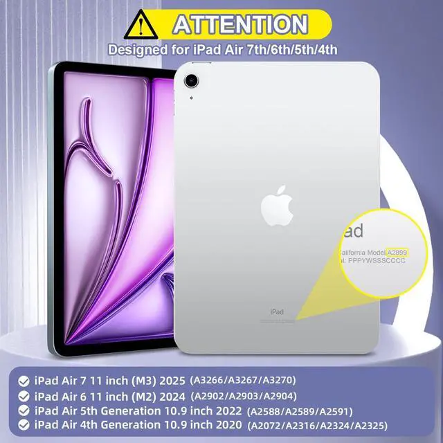 Alt view image 2 of 5 - Bettdow for iPad Air 6 11 inch 2025 M3/2024 M2 Keyboard Case,iPad Air 5th/4th 10.9 inch Gen 2022/2020-Detachable iPad Keyboard Case with Pencil Holder,Wireless Keyboard for iPad 10.9" & 11"-Purple