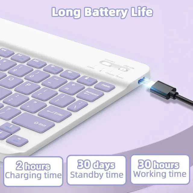 Alt view image 4 of 5 - Bettdow for iPad Air 6 11 inch 2025 M3/2024 M2 Keyboard Case,iPad Air 5th/4th 10.9 inch Gen 2022/2020-Detachable iPad Keyboard Case with Pencil Holder,Wireless Keyboard for iPad 10.9" & 11"-Purple