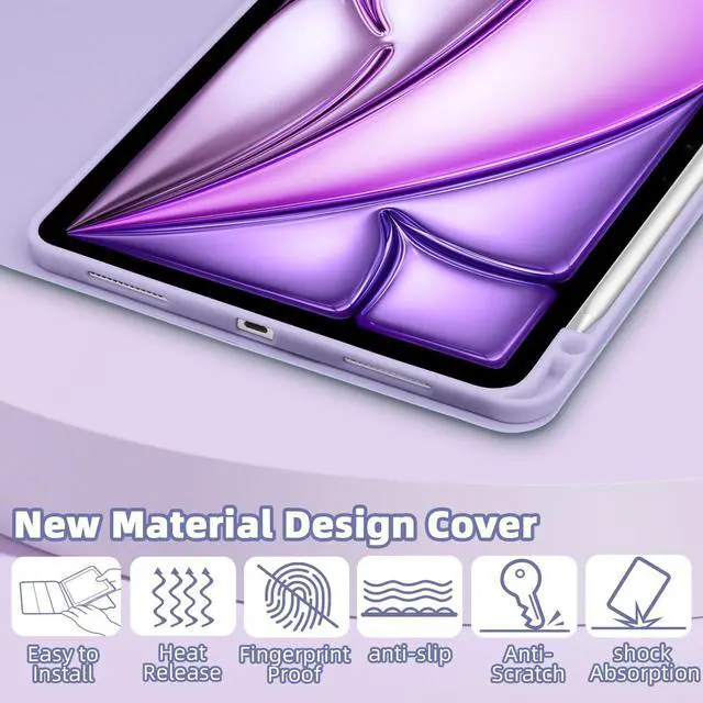 Alt view image 3 of 5 - Bettdow for iPad Air 6 11 inch 2025 M3/2024 M2 Keyboard Case,iPad Air 5th/4th 10.9 inch Gen 2022/2020-Detachable iPad Keyboard Case with Pencil Holder,Wireless Keyboard for iPad 10.9" & 11"-Purple