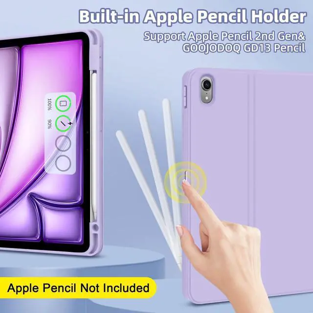 Alt view image 5 of 5 - Bettdow for iPad Air 6 11 inch 2025 M3/2024 M2 Keyboard Case,iPad Air 5th/4th 10.9 inch Gen 2022/2020-Detachable iPad Keyboard Case with Pencil Holder,Wireless Keyboard for iPad 10.9" & 11"-Purple