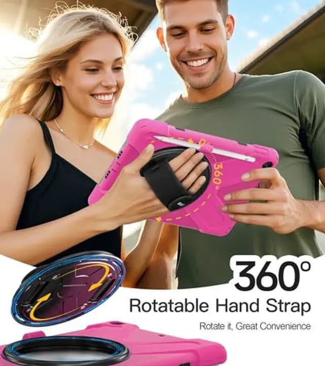 Alt view image 4 of 5 - BRAECN for iPad 2018 Case, iPad 9.7 Case, Protective Shockproof Rugged Kids Case with Pencil Holder, Kickstand, Hand Strap and Shoulder Strap for iPad 9.7 Inch 6th 5th Gen 2018/2017 Tablet -Rose