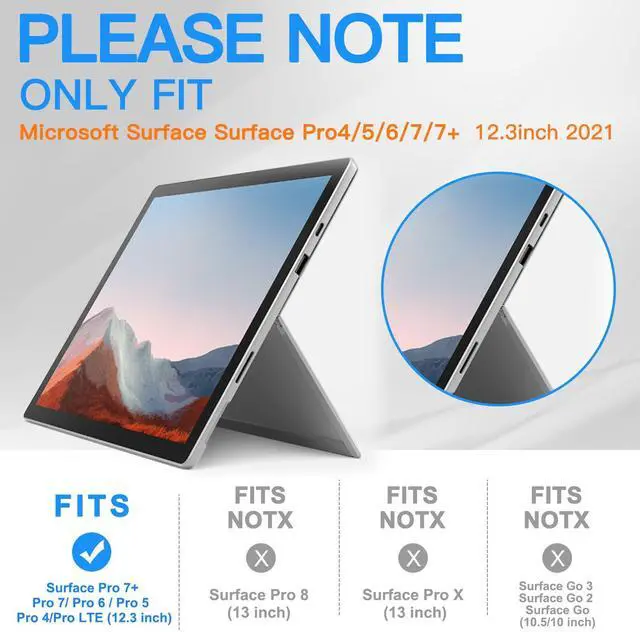 Alt view image 2 of 5 - BRAECNstock for Microsoft Surface Pro 7+ Plus/ 7/6/ 5/4 Case 12.3 inch, Shockproof Rugged Protective Cover with Hand Strap+Stand, Pencil Holde, Compatible with Type Cover Keyboard, Black