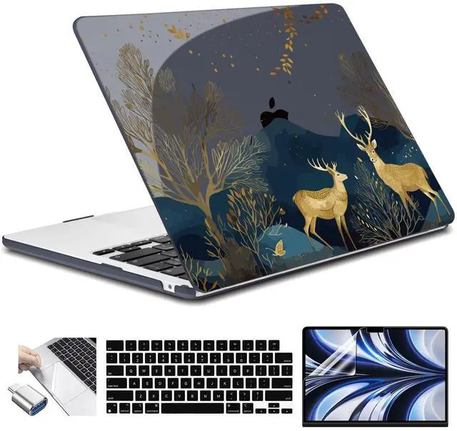 Main image of Conbovo Compatible with MacBook Air 13.6" Case 2025 2024 2023 2022 M4 A3240 M3 A3113 M2 A2681, Plastic Hard Shell Case & Keyboard Skin & Screen Protector Type-C Adapter, Elk