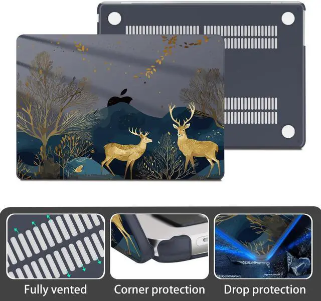 Alt view image 4 of 5 - Conbovo Compatible with MacBook Air 13.6" Case 2025 2024 2023 2022 M4 A3240 M3 A3113 M2 A2681, Plastic Hard Shell Case & Keyboard Skin & Screen Protector Type-C Adapter, Elk