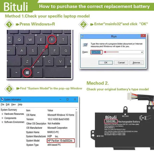 Alt view image 4 of 5 - Bituli SS03XL 933321-855 Battery for HP EliteBook 840 G5,EliteBook 730 735 740 745 830 846 G5, EliteBook 735 745 830 840 G6 ZBook 14U G5 G6 HSN-I13C-4 HSN-112C HSTNN-LB8G 932823-421 932823-1C1