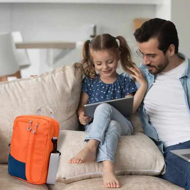 Alt view image 3 of 5 - 9-11 Inch Tablet Sleeve Bag, Padded Carrying Travel Case for iPad Pro 11-in, Galaxy Tab S9/S8, with Shoulder Strap (Orange)