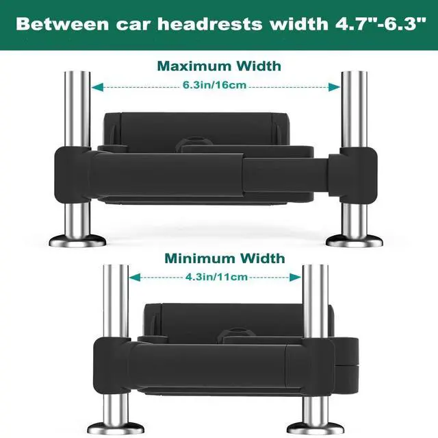 Alt view image 3 of 5 - Cuxwill Car Headrest Tablet Mount Holder for 4-13" iPad Device, Universal Kids Stretchable Backseat Tablet Stand for with iPad Pro 12.9 10.5 9.7 Air Mini, Samsung Galaxy Tab, Kindle Fire, iPhone
